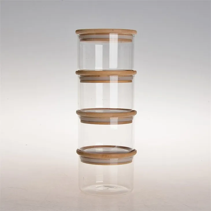 Stackable Transparent Glass Food Jars