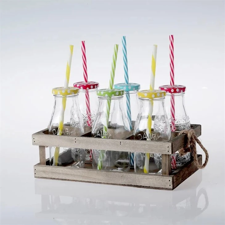 Glass Milk Jar Wirh Color Straw